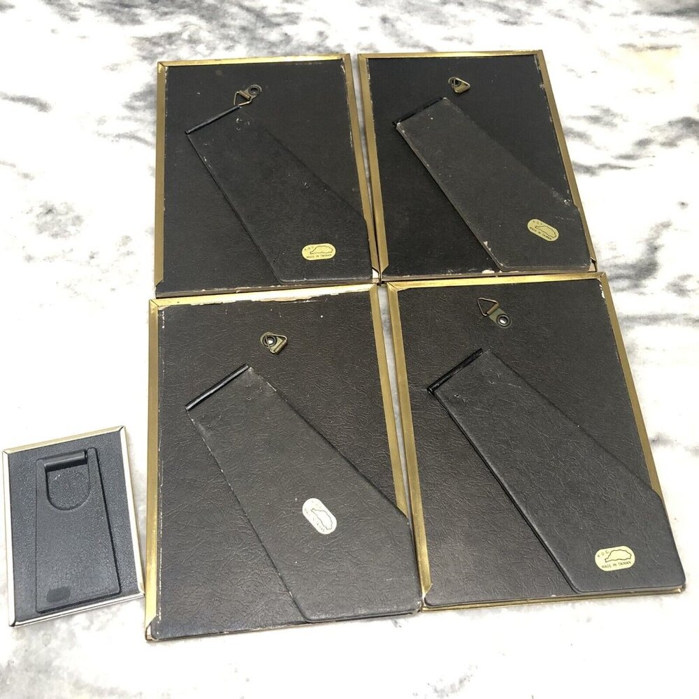 Vintage Solid Brass PicturePhoto Frame 5 PCS Oval 5x7 & 2.5x3.5 Hand Polished - Picture 11 of 12